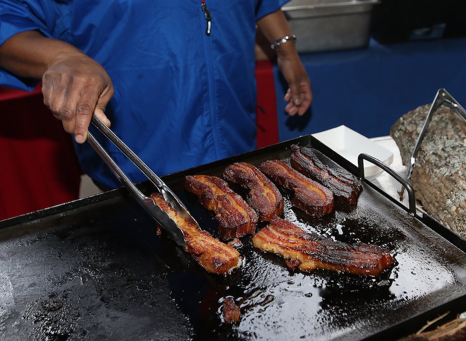 Yankee Stadium bacon bats