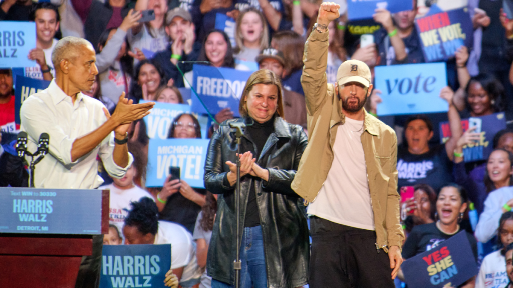 Barack Obama Eminem Michigan rally Kamala Harris Tim Walz Lose Yourself lyrics