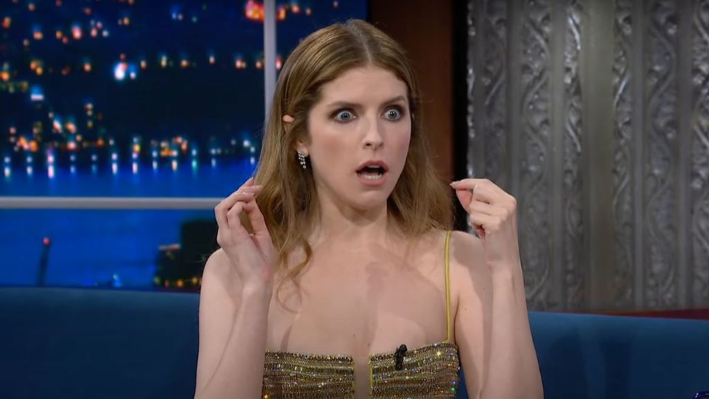 Anna Kendrick mushroom Stephen Colbert