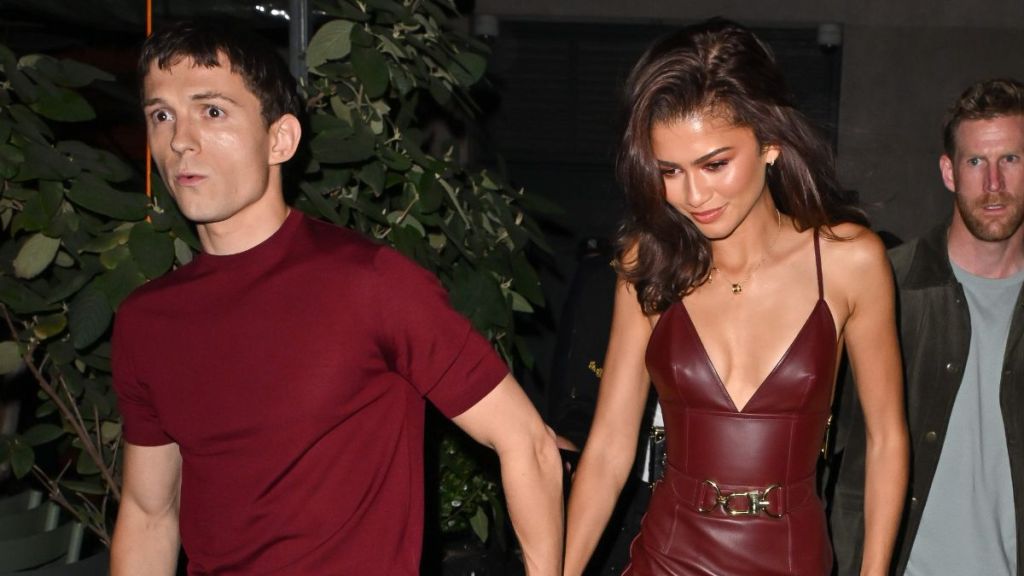 Tom Holland and Zendaya are seen leaving the Corner Bar on October 24, 2024 in New York City.