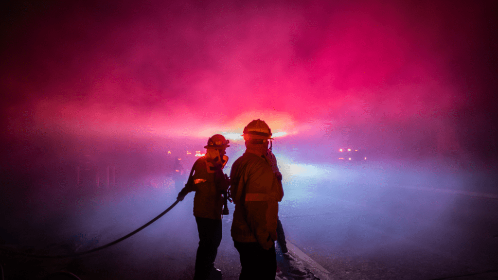 Malibu Franklin fire video sky color Pepperdine University students
