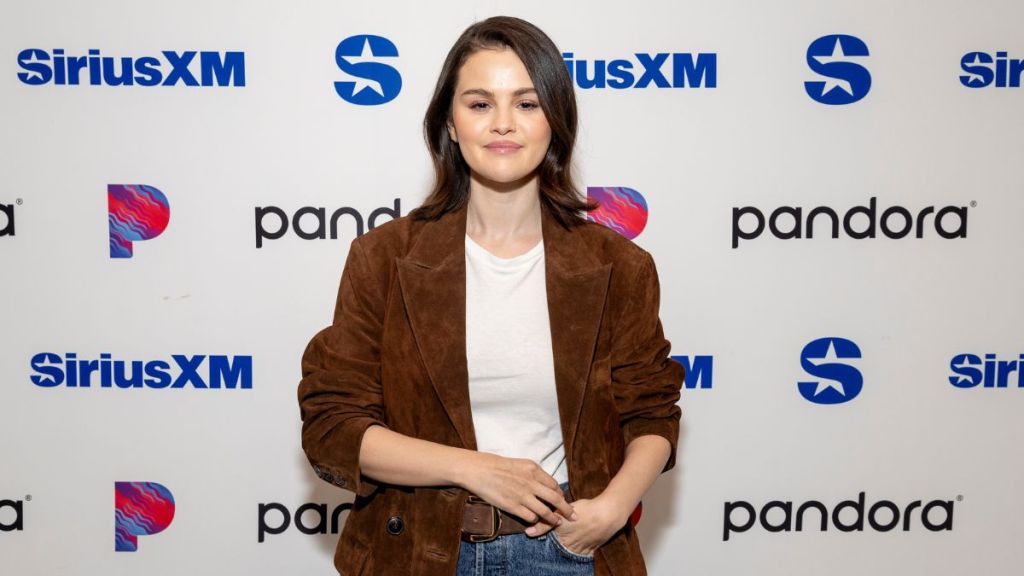 Selena Gomez visits the SiriusXM studios in Los Angeles on December 09, 2024 in Los Angeles, California.