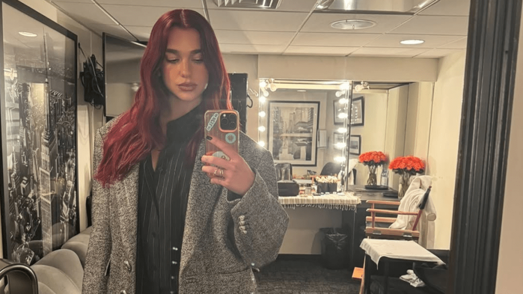 Dua Lipa lace outfit New Year Instagram photos