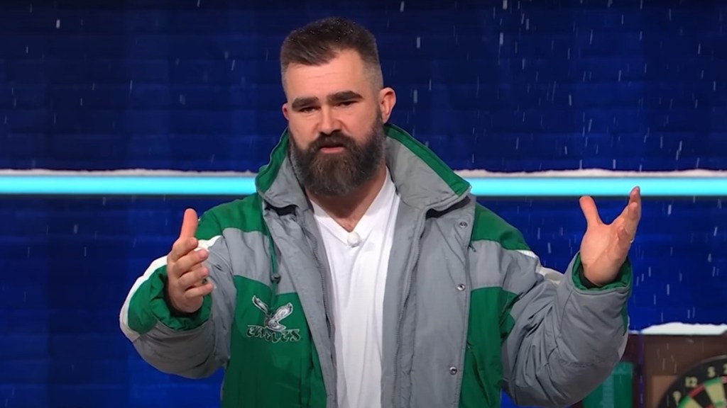 Jason Kelce Proudly Wears Travis Kelce’s Jersey at Chiefs Game