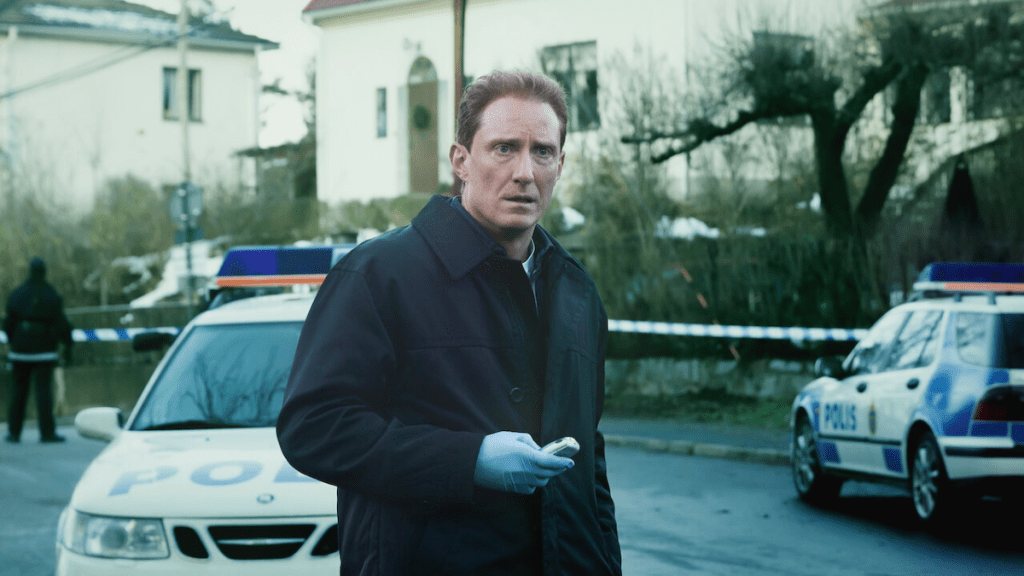 A still image from the Netflix series The Breakthrough, featuring Peter Eggars in his role as a detective investigating a 16-year-old double homicide.
