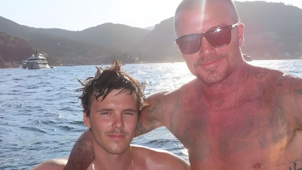 Cruz Beckham Poses in Speedo Alongside Dad David Beckham 