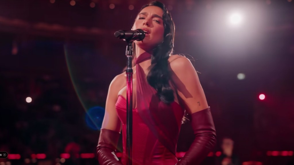 Dua Lipa Goes Braless in a Risqué Silver Side-Slit Dress