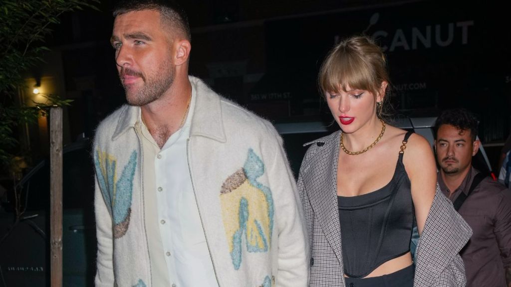 Travis Kelce Matches His Hoodie With Taylor Swift's Eyes