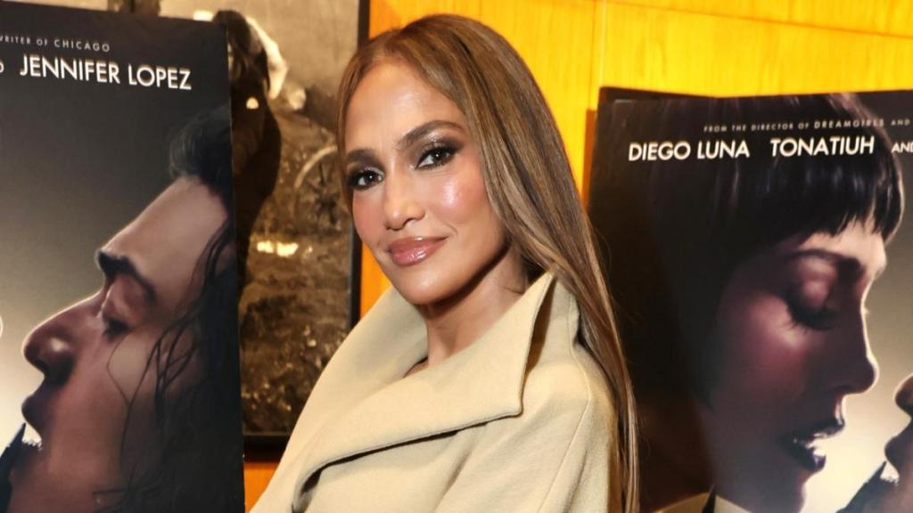 Jennifer Lopez Masters Monochromatic Fashion in Sculptural Skirt-Suit