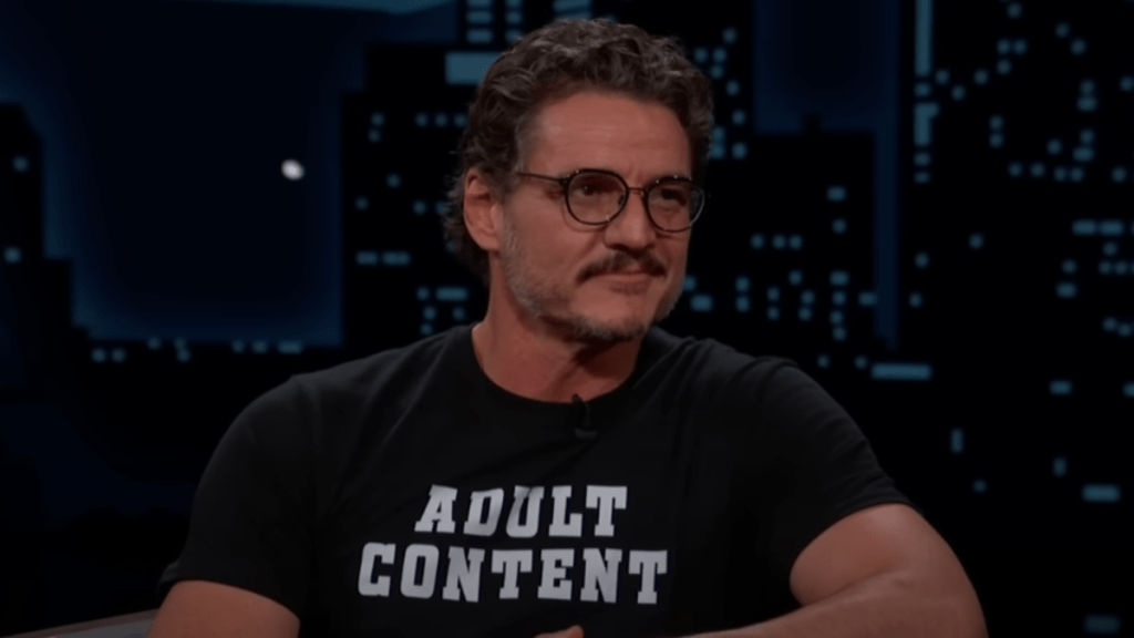 Pedro Pascal Supports Jimmy Kimmel While Wearing 'Adult Content' Tee