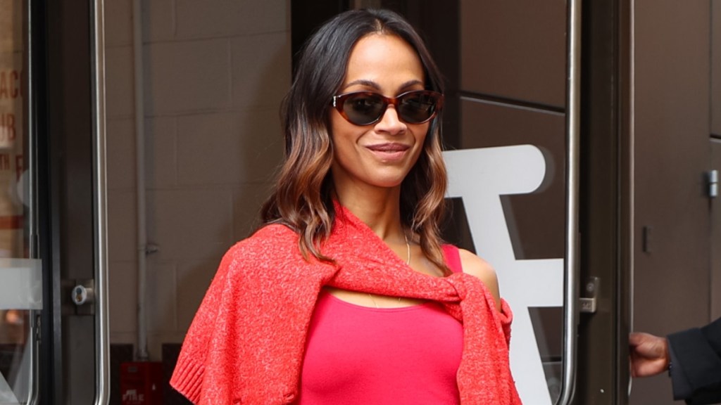 Zoe Saldaña Turns Heads in Chic Red Polka Dot Dress