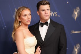 Scarlett Johansson Kisses Husband Colin Jost for a Change