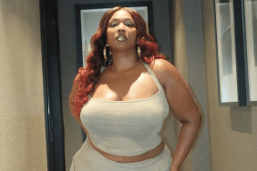 Lizzo wears revealing gold two-piece set