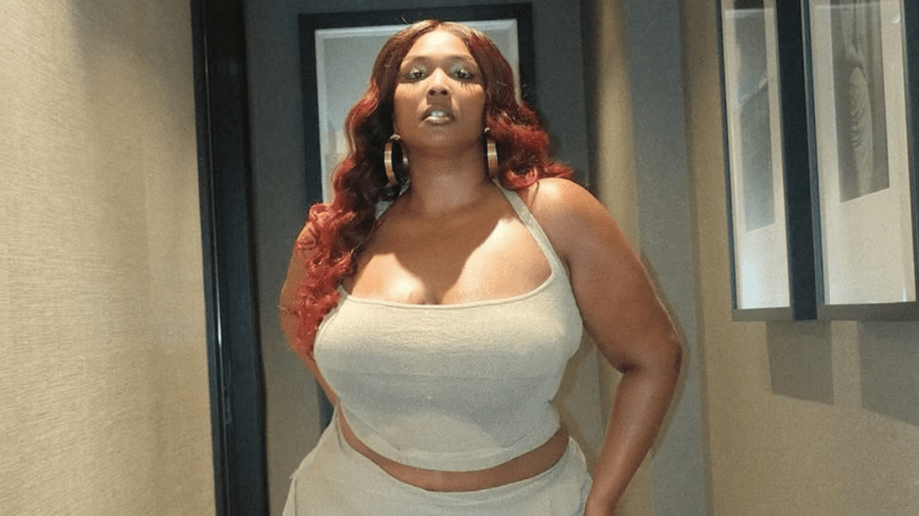Lizzo wears revealing gold two-piece set