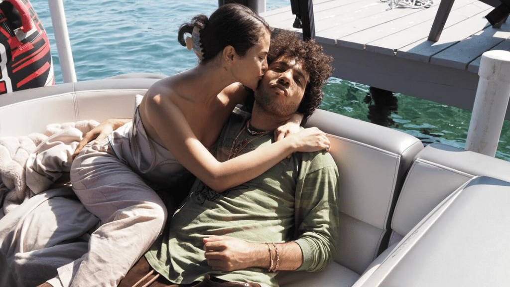 Engaged Selena Gomez and Benny Blanco at the lake