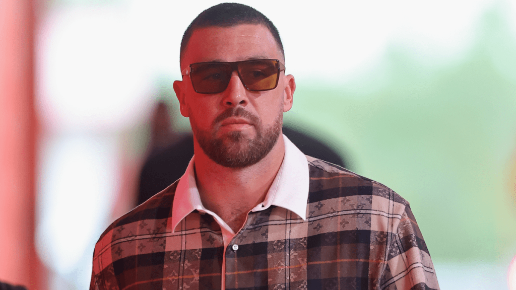 Travis Kelce Wearing Plaid Shirt Has Fans Saying 'Mr. Swift-Wood Looking Good’ 