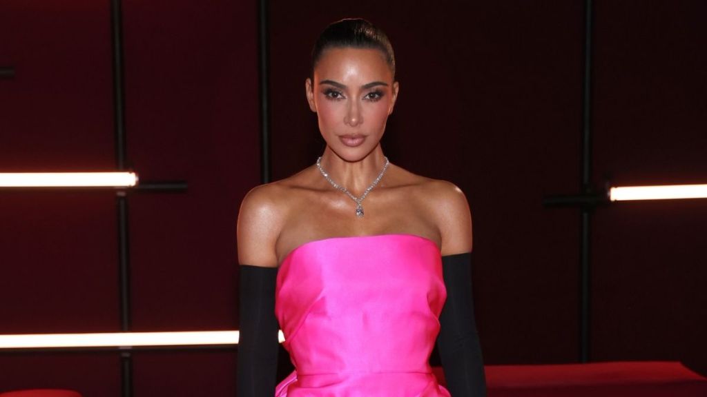 Kim Kardashian Dons Sheer Hot Pink Dress in Brazil Photos
