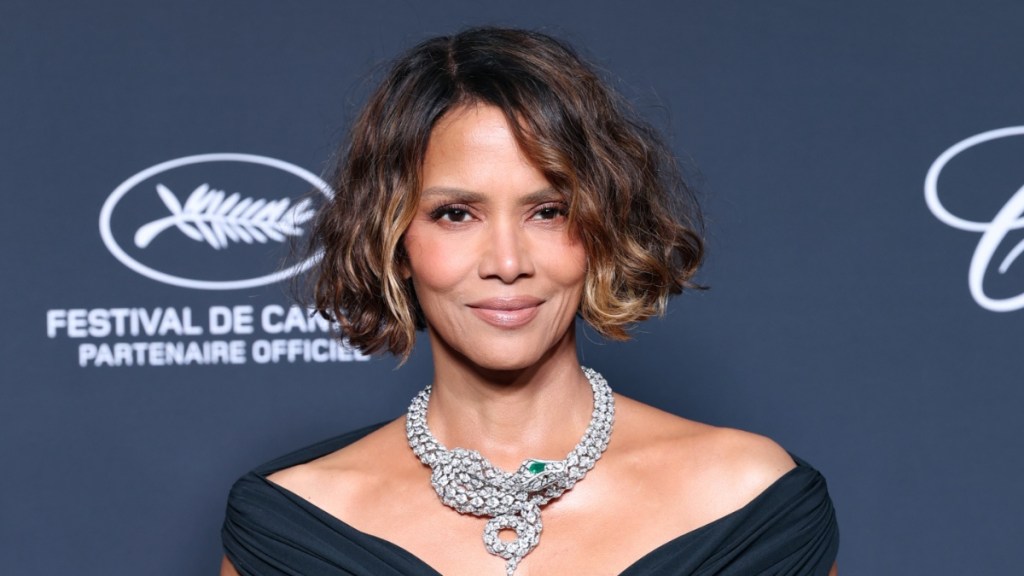 Halle Berry Sitting in Black Slip Dress Is Must See
