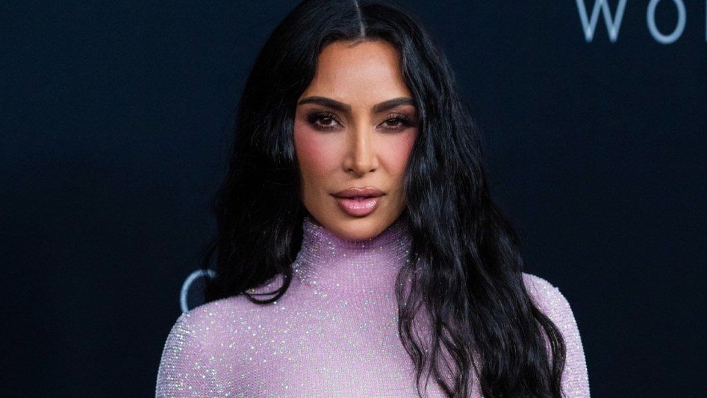 Kim Kardashian Channels Halle Berry in Sheer Purple Skirt