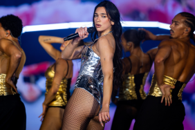 Dua Lipa's Bodysuit & Fishnet Stockings Photo Has Cheeky Twist