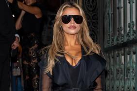 Brooks Nader Served in Micro Minidress & Sheer Tights in Thanksgiving Photos