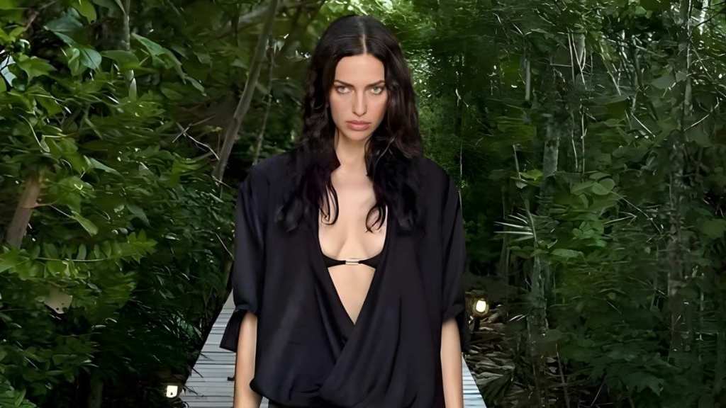 Irina Shayk Trades Her Bikinis for Something Extra Daring in Pool Photo