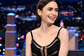 Lily Collins in Sheer Cut-Out Dress Is Must See