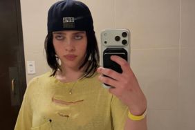 Billie Eilish Drinks From Milk Bottle Wearing a Bold Top