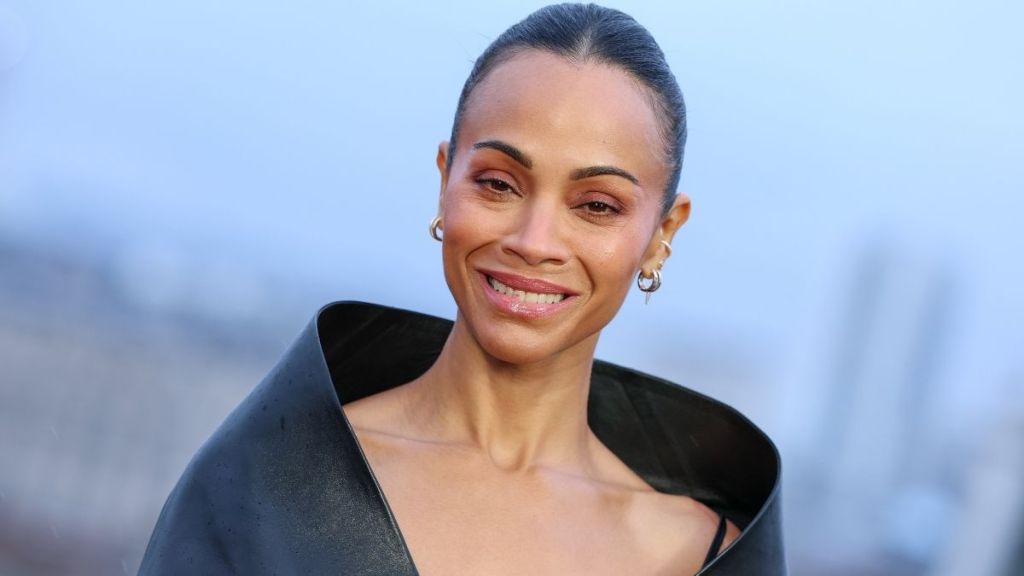 Zoe Saldana Poses in Strapless Lace Dress in New Instagram Video