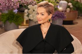 Rita Ora Exercises in Bold Red Mini-Shorts