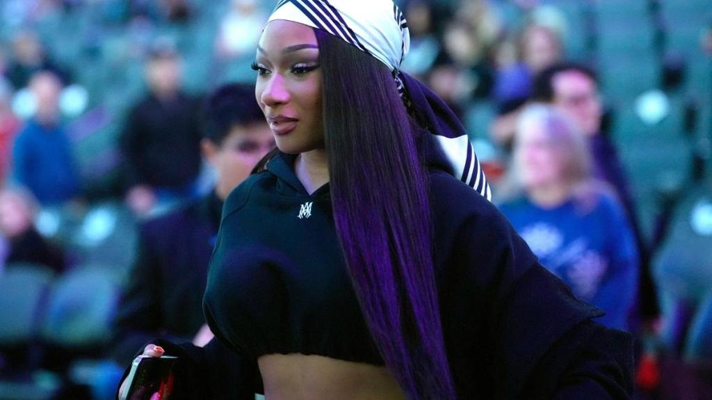 Megan Thee Stallion Poses in Tiny Crop Top for Boyfriend’s Game