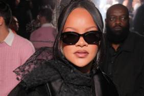 Rihanna Models Chic Black Dress & Fur Coat for Savage X Fenty Party