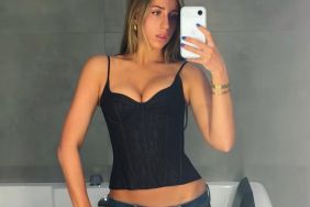 Tate McRae Pairs Plain Jeans With Corset Top With Bold Neckline