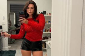 Bella Thorne Pairs Tiny Leather Shorts With Platform Heels for NYE