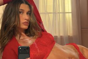Hailey Bieber Wows in Red Victoria's Secret Lingerie