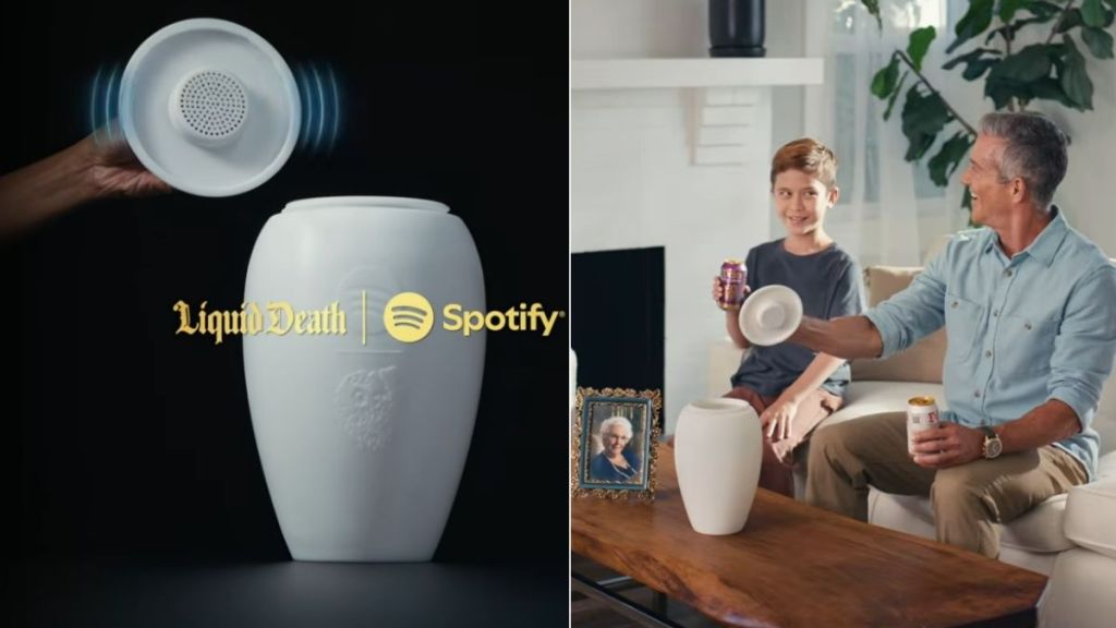 Spotify X Liquid Death Urn Lets You Take Your Mixtape to Afterlife