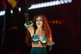 Chappell Roan Steps Out in Fur-Trimmed Mini Shorts at Laneway Festival