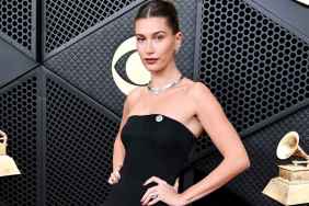 Hailey Bieber Opts for Sheer Strapless Gown at the Grammys