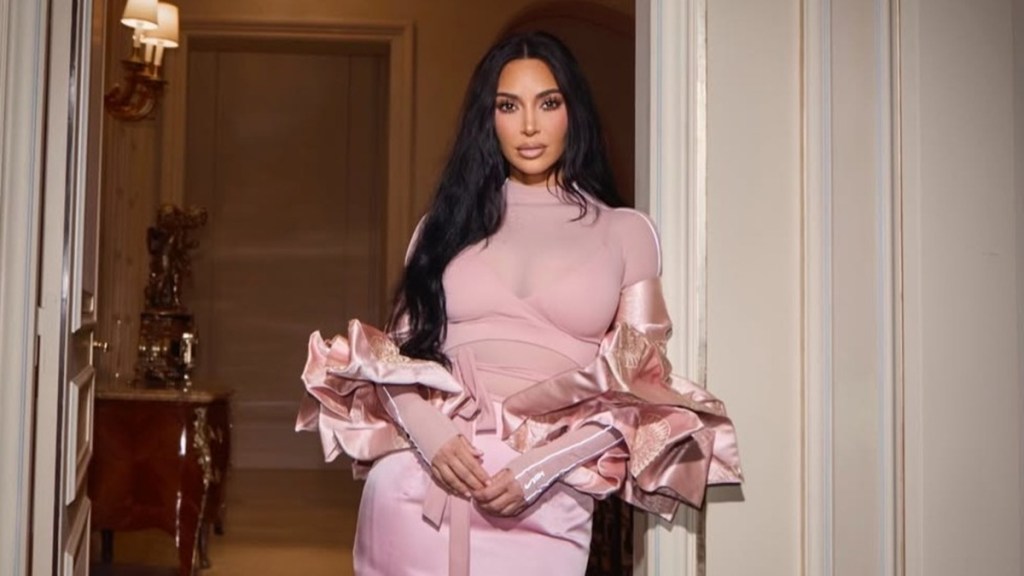 Kim Kardashian Opts for Sheer Pink Top For Skims Pop-up