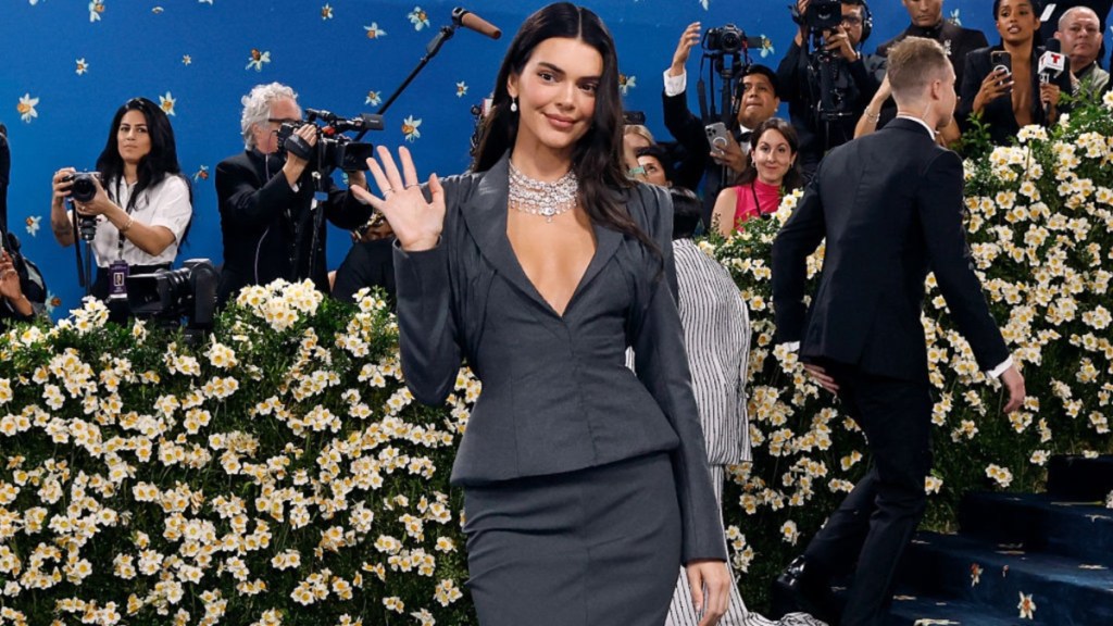 Kendall Jenner's Cropped Shirt Is Held by a Button for Vogue France