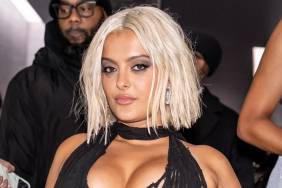 Bebe Rexha Makes a Striking Appearance in Bold, Torn-Feature Dress