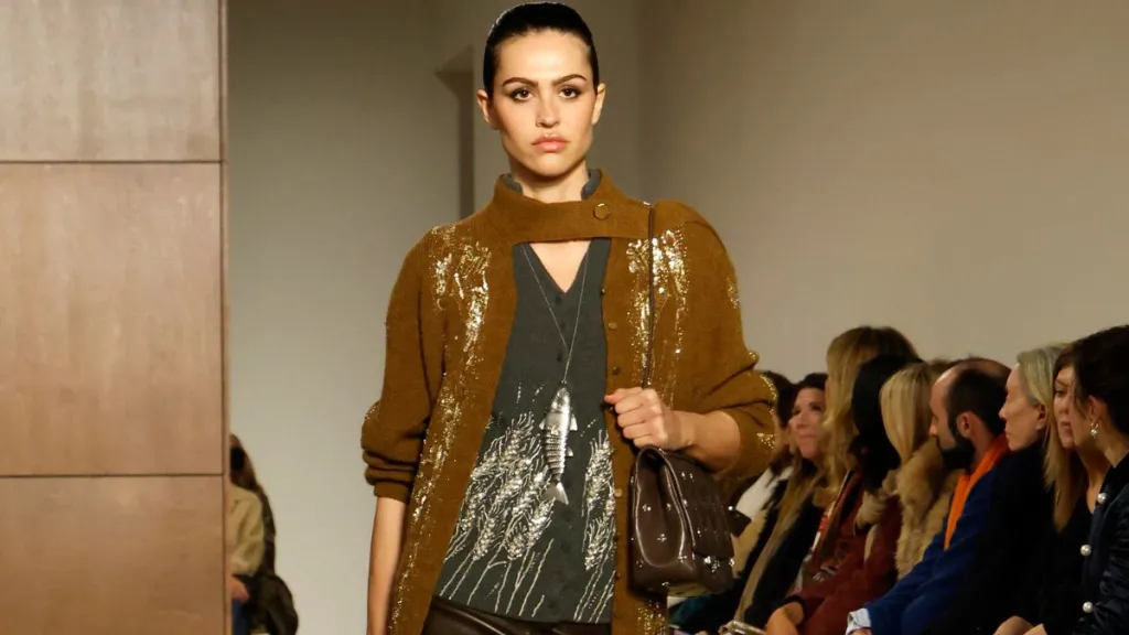 Amelia Gray Commands Attention in Tory Burch Leather Slit Skirt