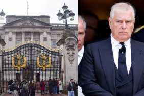 Ex-Prince Andrew’s Epstein Files Photos Displayed on Buckingham Palace Gates