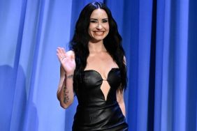 Demi Lovato’s Strapless Dress Is Held by a Single String on The Tonight Show