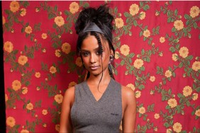 Tyla Styles Gabardine Pants Boldly for Miu Miu PFW Show