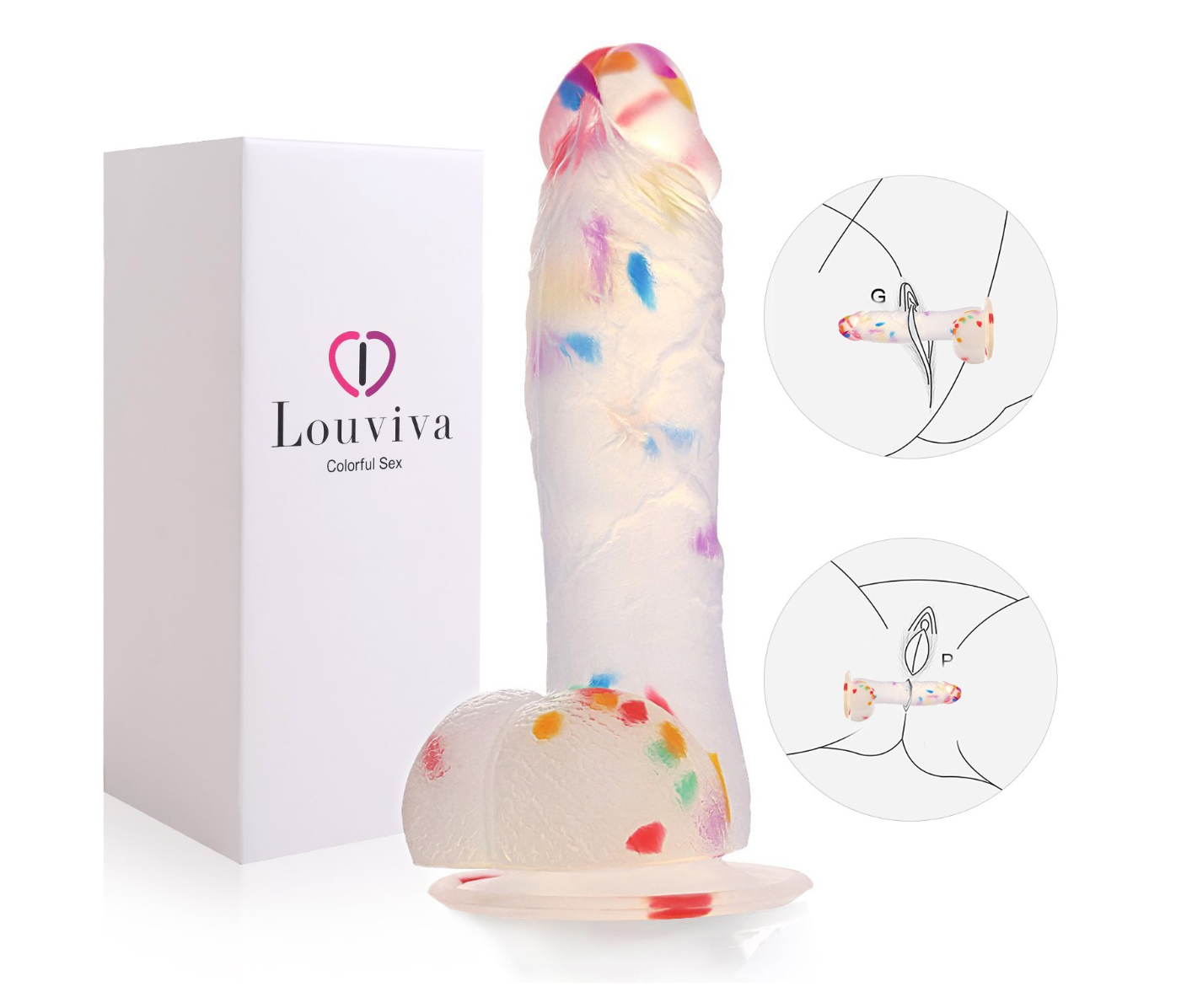 Louviva 7-Inch Confetti Clear Dildo