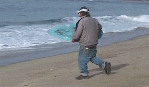 We don't know much about surfing, but at least we know to wear trunks.