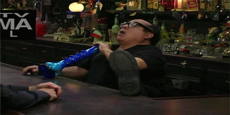 Having a bong.